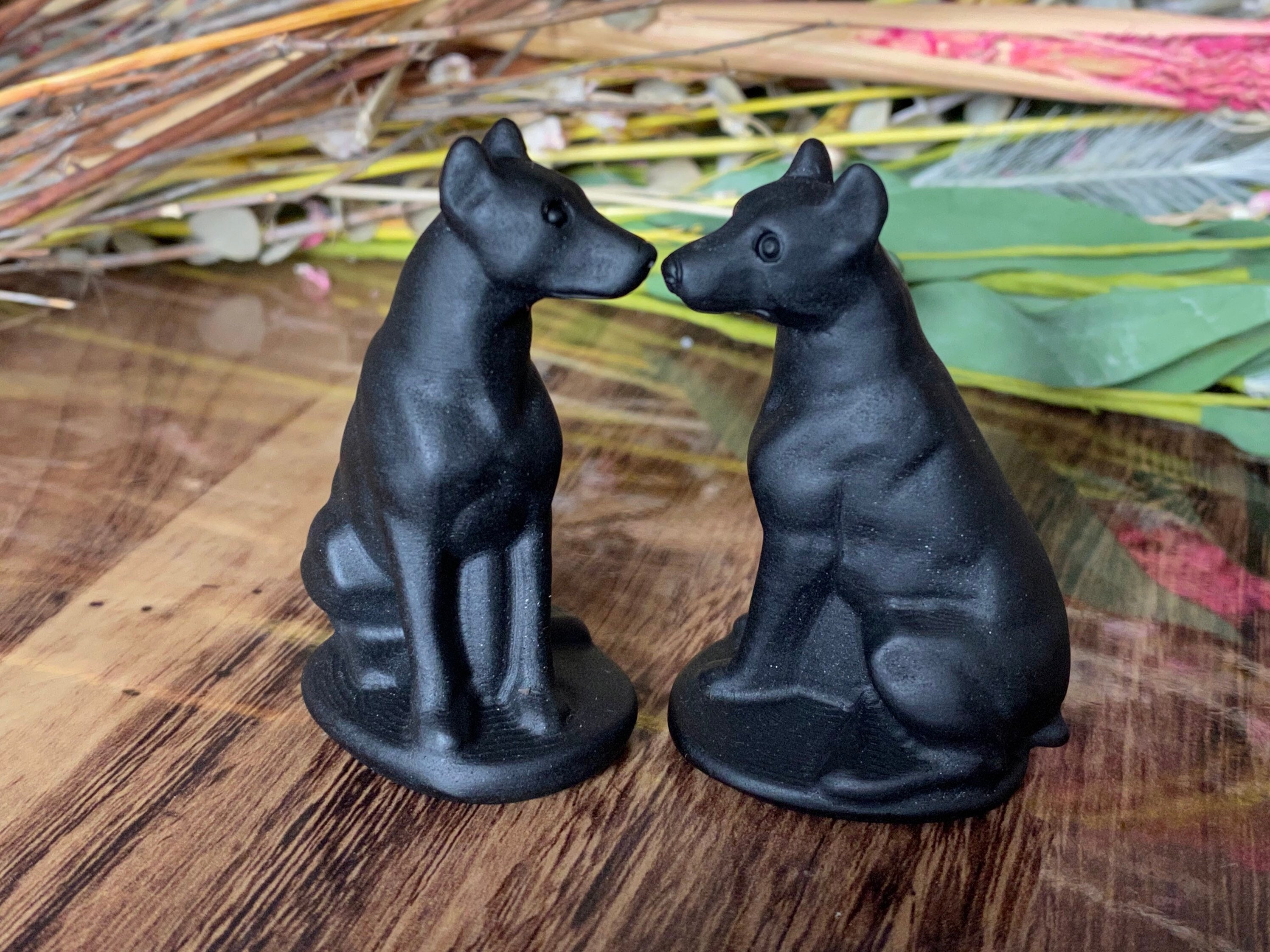 Black Obsidian Doberman Crystal | Natural Stone Carved Doberman