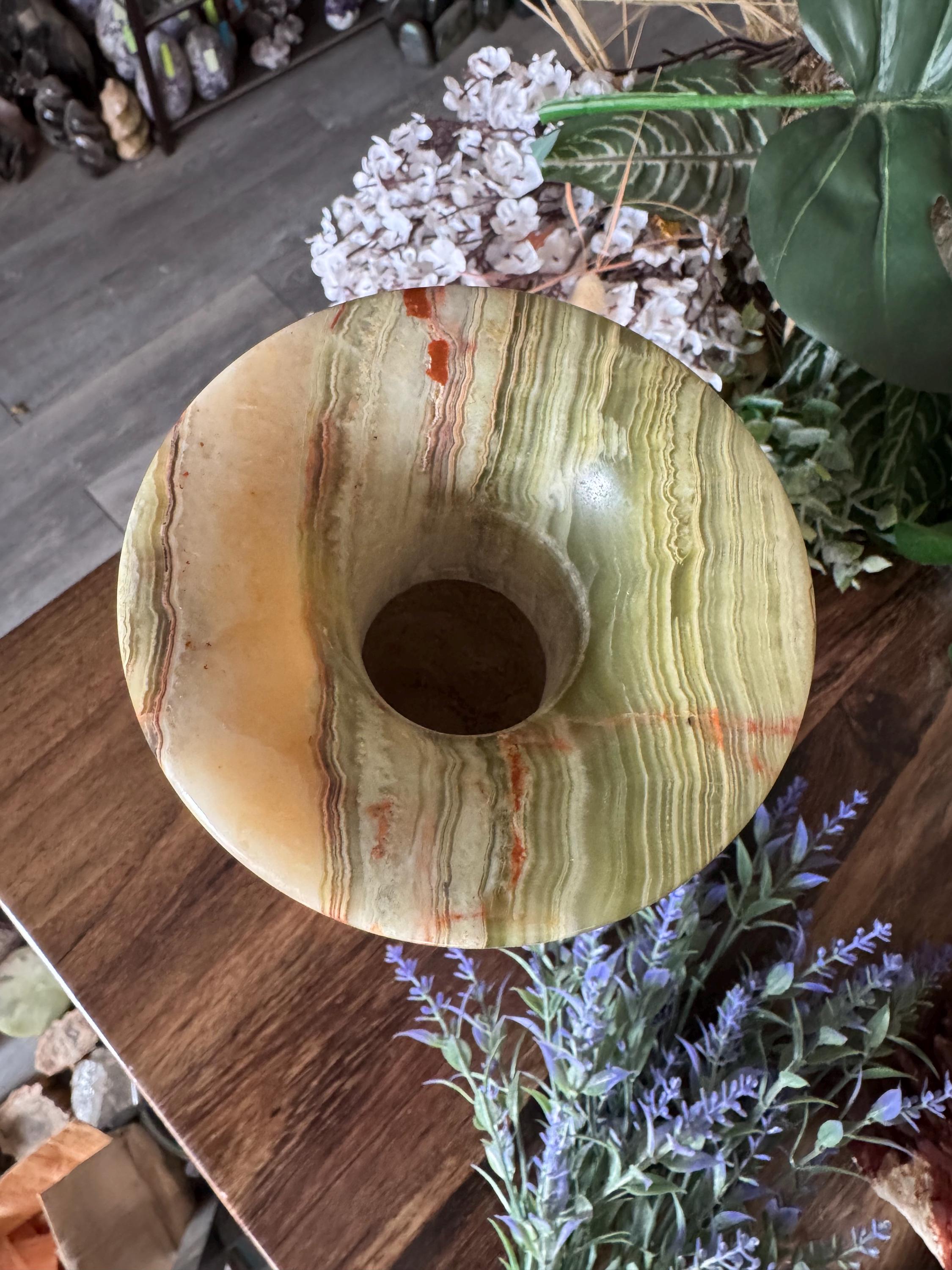 5.3lb Green Onyx Vase Crystal | Natural Banded Stone Carved