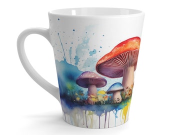 Mothers Day Gift Coffee Mug, Mushrooms Mug, Pastel Floral Nature Mug, Wildflower Watercolor, Flower Garden Lover, Gift for Her, Present Mom