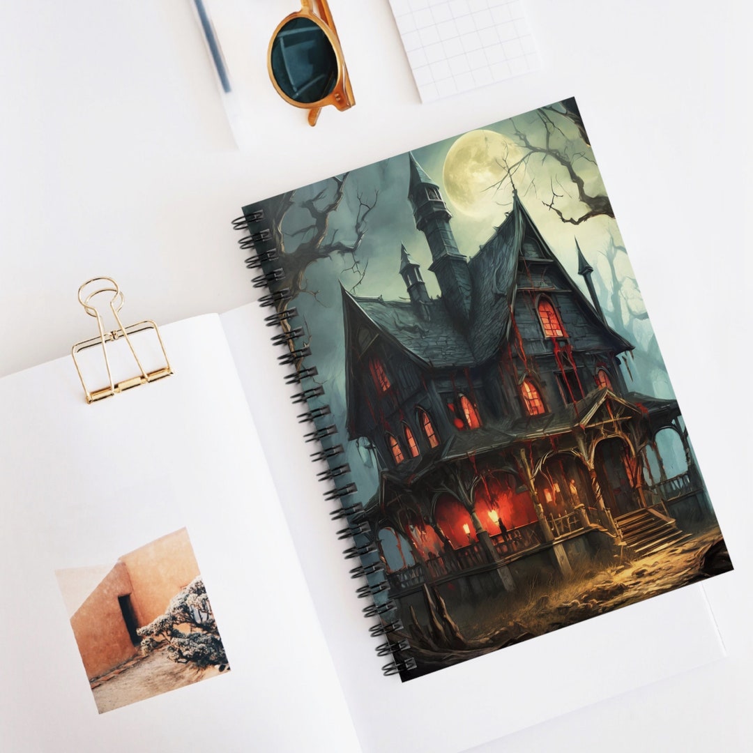 Spiral Notebook With Haunted House, Nightmare Journal, Gift for Goth ...