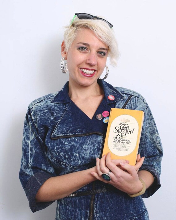Second Wave Feminist costume 80s denim dark acid