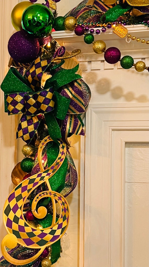 Mardi Gras Decor, Mardi Gras Garland, Mardi Gras, Garland, Wreath