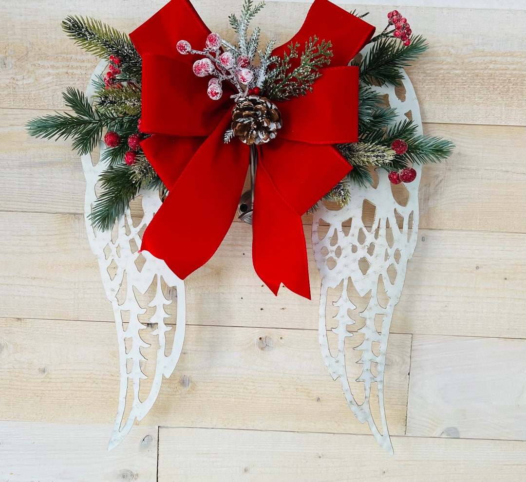 Christmas Angel Wings Metal Angel Wing Wreath Angel Wing Etsy
