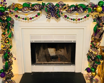 Mardi Gras Decor, Mardi Gras Garland, Mardi Gras, Garland, Wreath