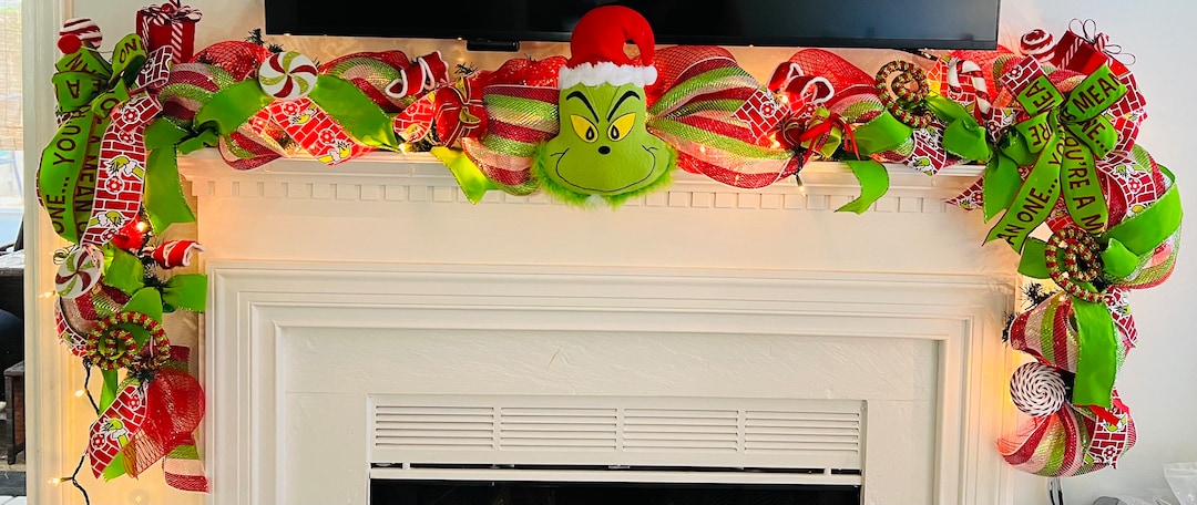 Grinch Garland Christmas Garland Holiday Decor Christmas - Etsy
