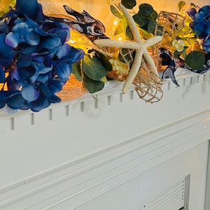 starfish decor, garland, starfish, coastal garland, gift for her, mantle decor, doorway decor, summer garland, spring decor, decor, home