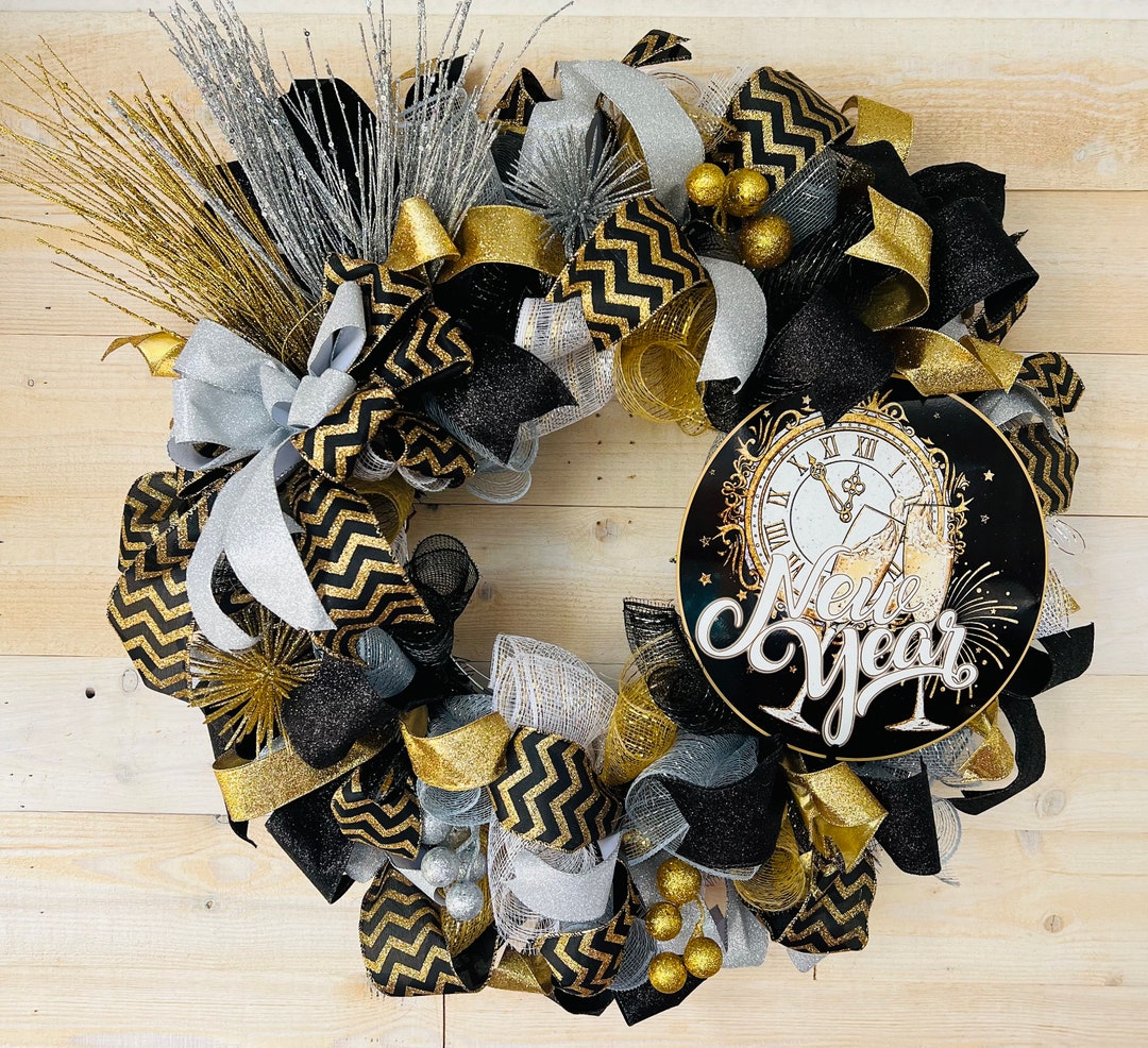 Happy New Year Wreath, New Years Eve Decor, New Years Decor, January