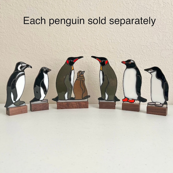 Stained Glass Penguin-Antartica Penguin-Penguin Figurine-Glass Penguin-Antartica Art-Penguin Art-Bird Lovers Gift-Penguin-Antartica Bird Art