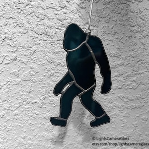 Sasquatch-Bigfoot-Bigfoot Suncatcher-Iridescent Glass Bigfoot Ornament-Bigfoot Car Charm-Sasquatch Window Art-Stained Glass Bigfoot Art