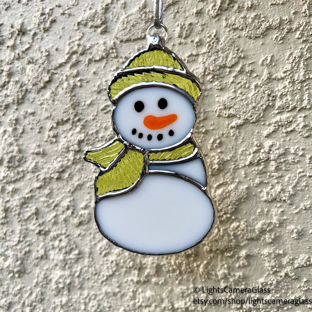 Stained Glass Snowman Suncatcherstained Glass Snowman Etsy