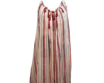 Free People Boho Summer Maxi Dress with Fringe and Beads