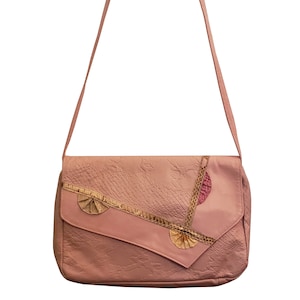 Vintage 1980s Saereun Pink Leather Snake Skin Handbag Purse
