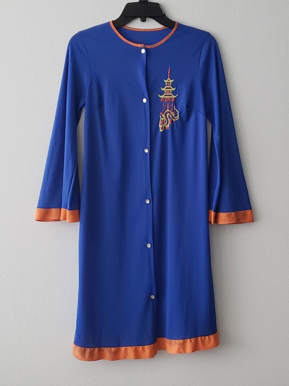 Vintage Chinese Beach Pajama Duster with Embroide… - image 2