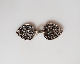 Sterling Silver Ornate Heart Hook and Eye Jewelry Clasp