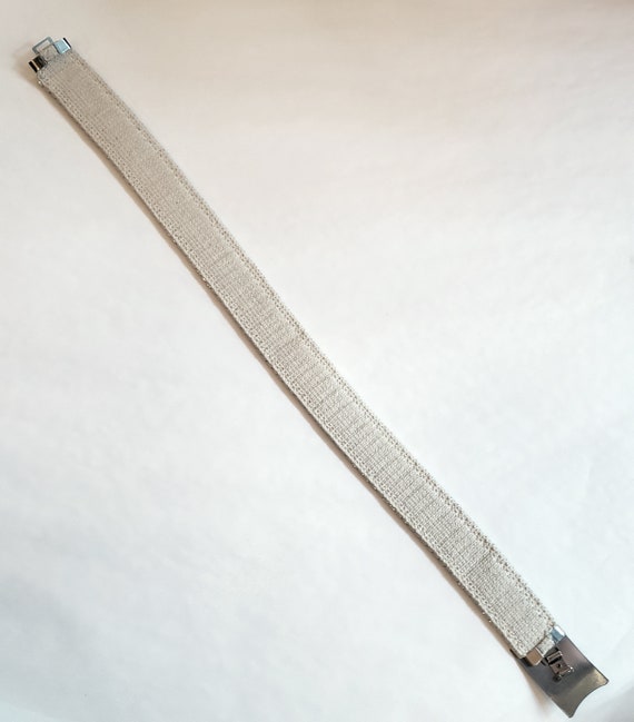 Vintage 1960s Scalloped White "Snake Skin" Belt w… - image 4