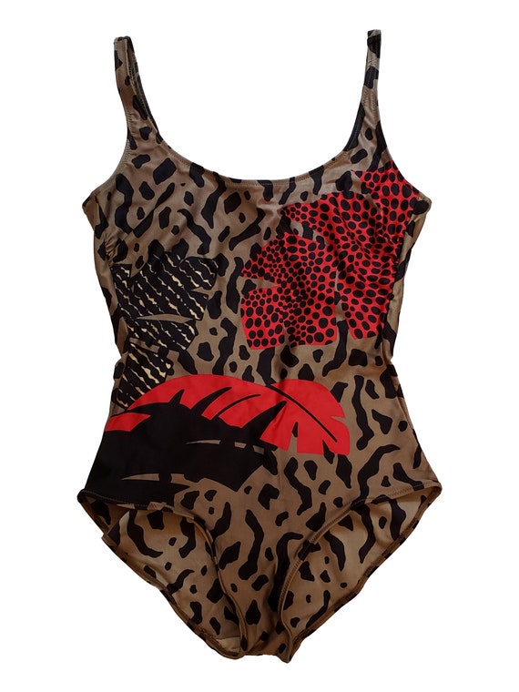 Vintage 1980s Gottex Jungle Animal Print Swimsuit 