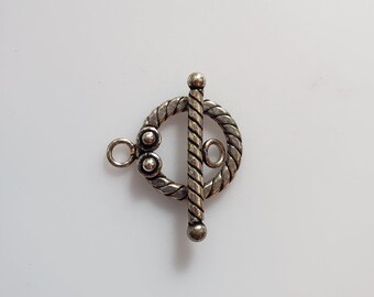 Silverplate Toggle Clasp with Rope Design, 16mm