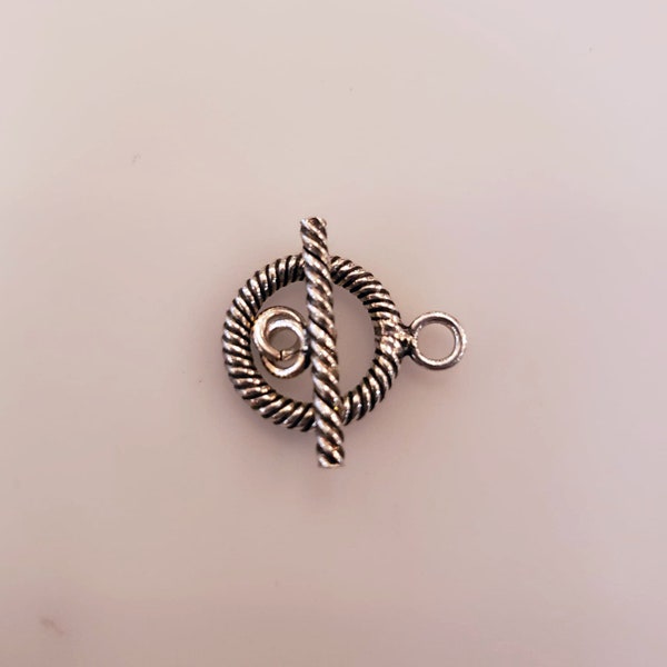 Silver Plate Small Twisted Rope Motif Toggle Clasp