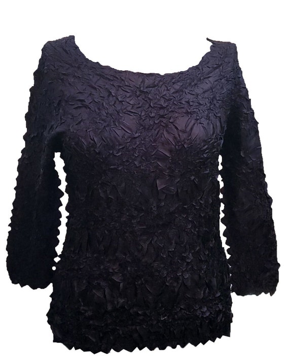 Vintage Black Bubble Popcorn Origami Shirt Top