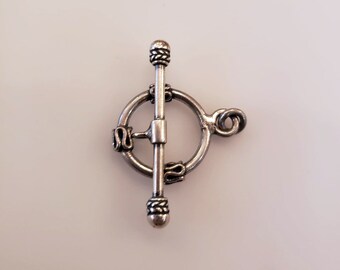 Clasp de palanca balinesa trenzada plateada, 17 mm