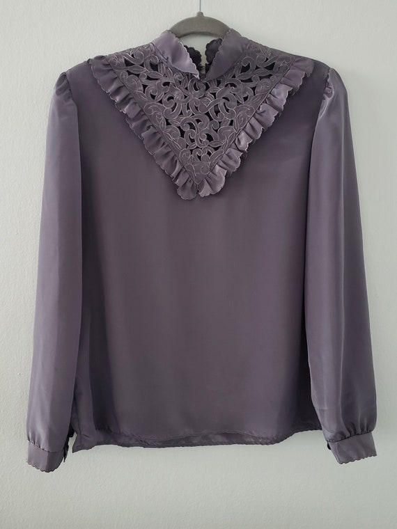 Vintage 1970s Mauve Ruffle Blouse - image 1