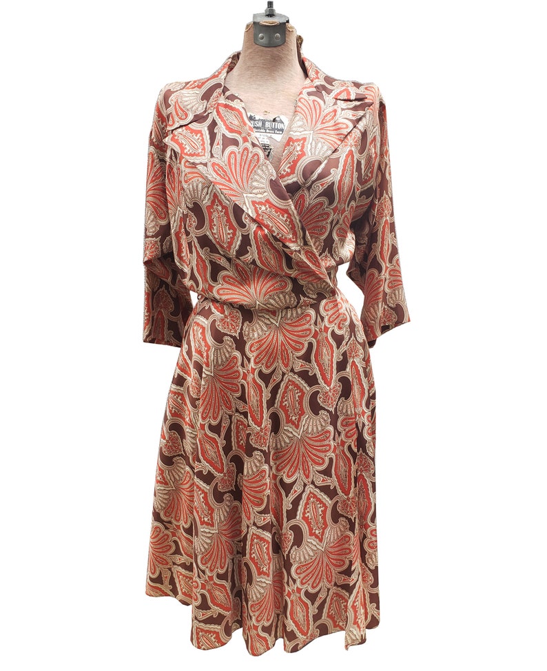 Vintage 1950s Robert Rosenfeld Print Wrap Dress image 1