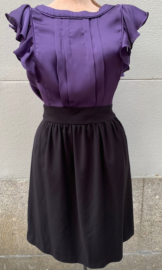 BCBG Pleated Purple and Black Dress