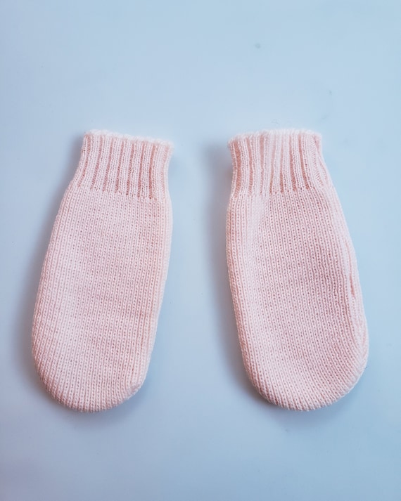 Vintage 1950s-1960s Pink Baby Mittens