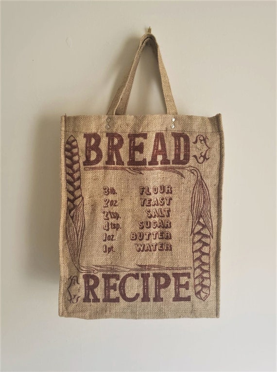 Burlap Bread Recipe Tote Bag