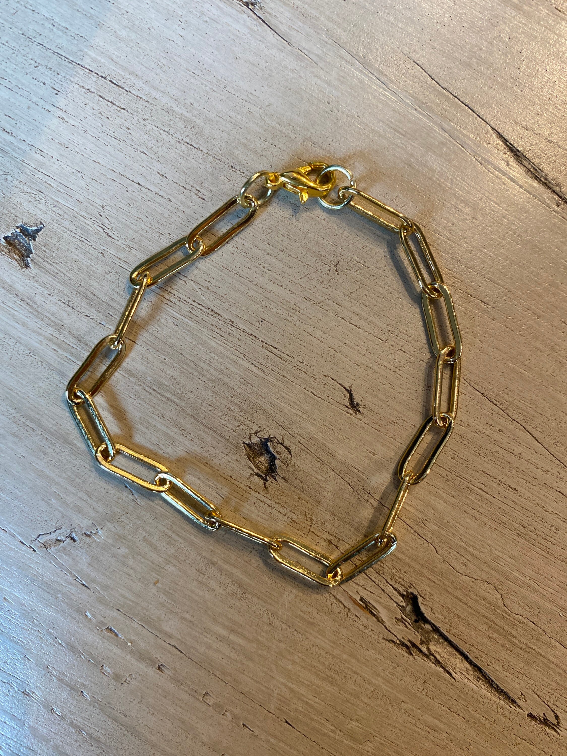 24 k gold filled paperclip link bracelet Etsy