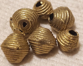 Wound Round Brass Beads 17mm Ghana African Large Hole 25 Inch Strand Handmade
