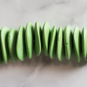 Light Green Flat Cornflake Chip Beads | Ceramic Mykonos Greek Beads | 13mm | DIY Jewelry Bracelet Necklace