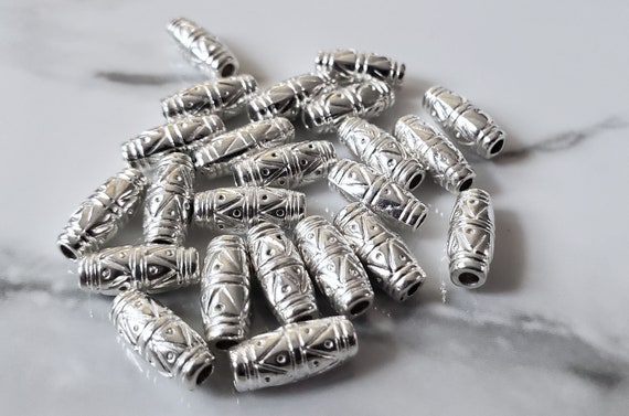 Tibetan Style Silver Tube Beads Etched Drum Antique Vintage DIY Boho  Jewelry 11mm 
