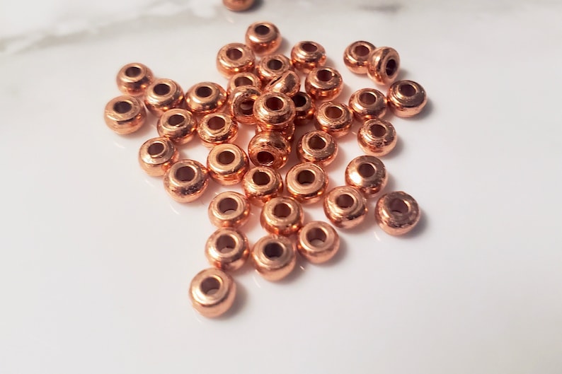 Small Heishi Copper Disk Spacer Beads Smooth Texture 4mm DIY Jewelry Design image 1