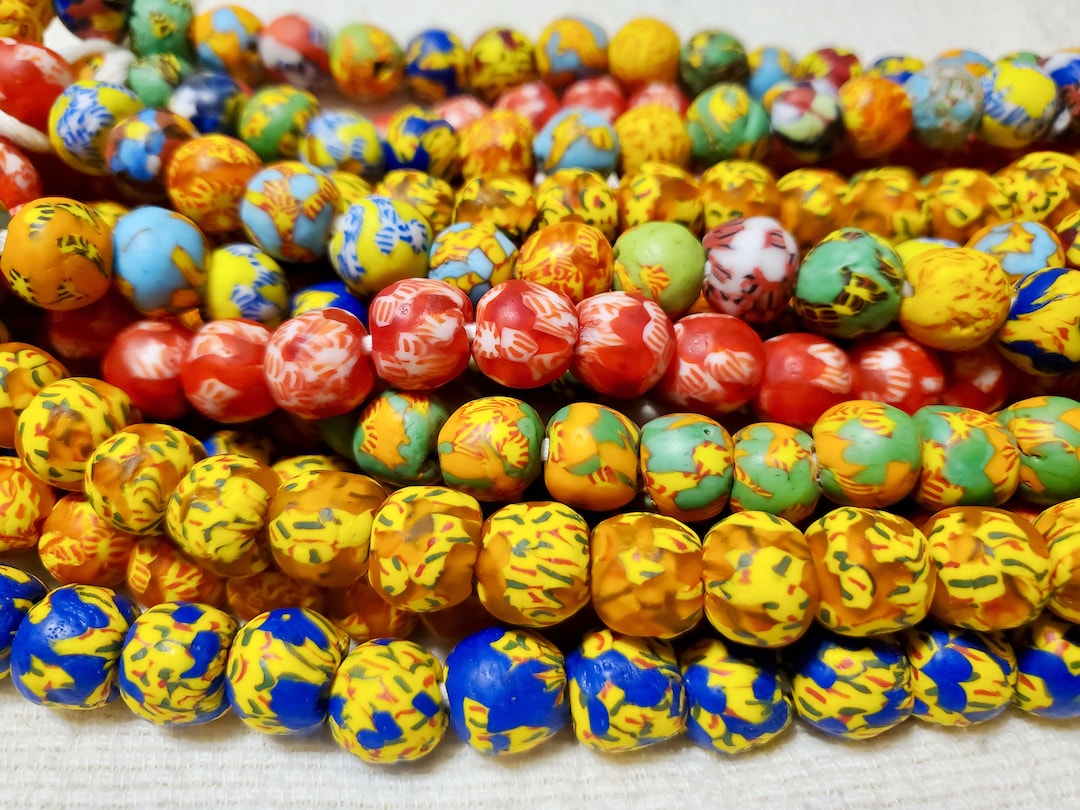 Buy Krobo Handmade Round Glass Beads From Ghana Africa Assorted Color,  Orange, Blue, Red, Green ~10-13mm Eco-friendly Online in India