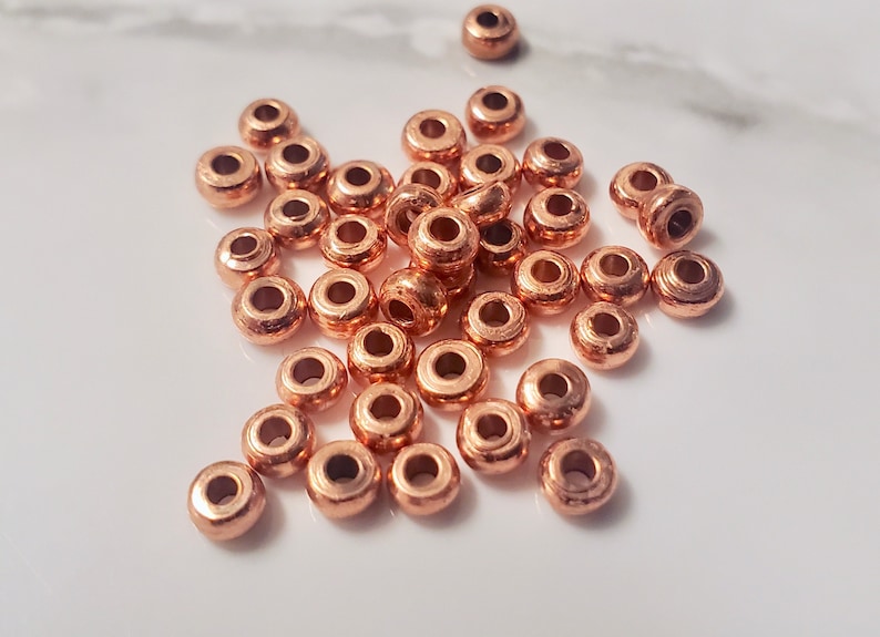 Small Heishi Copper Disk Spacer Beads Smooth Texture 4mm DIY Jewelry Design image 3
