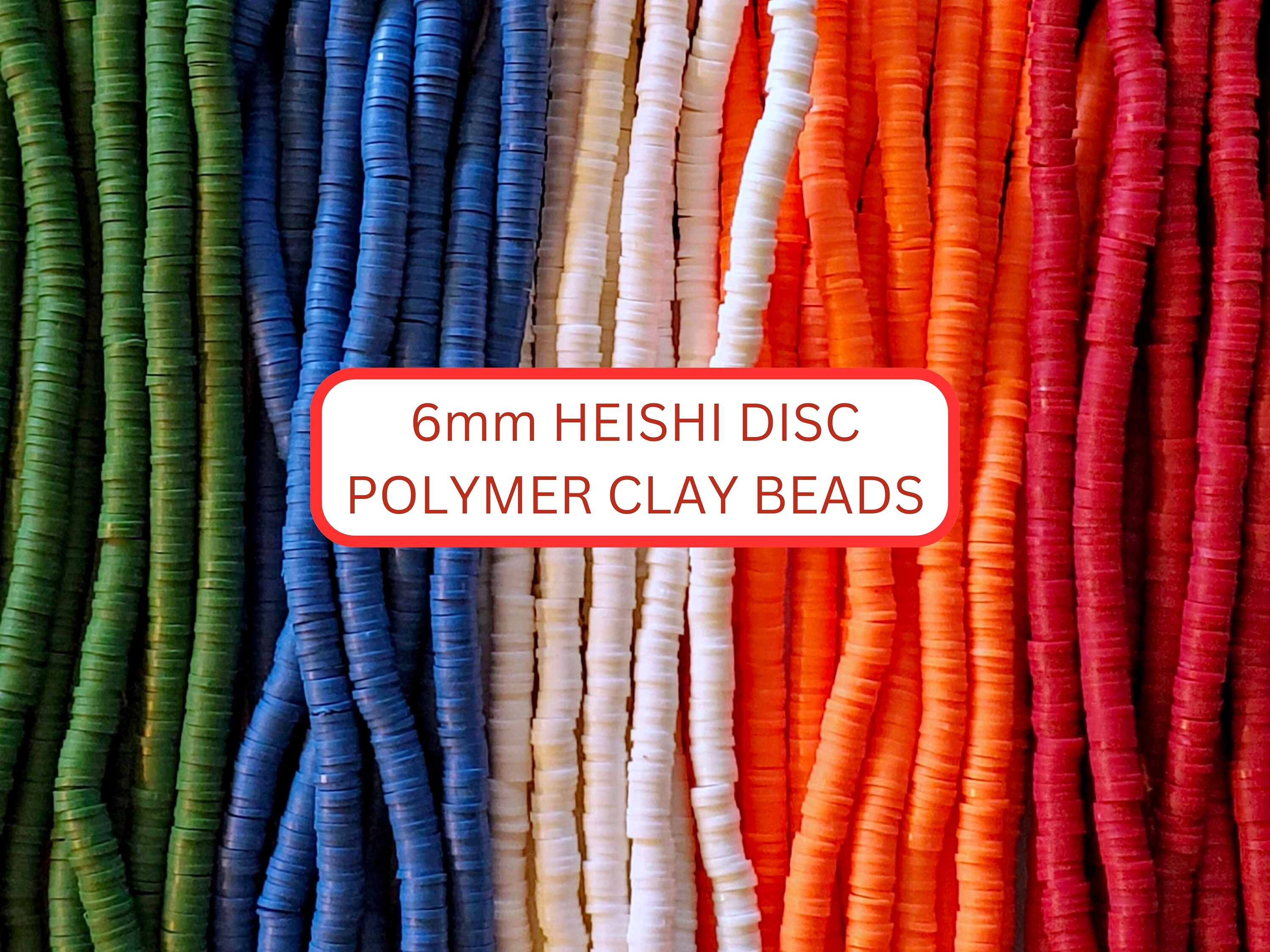 6mm Vinyl Heishi, Red Blue, Polymer Clay Beads, Heishi Bracelet Beads,  Mixed Beads, Disc Shaped Beads, Beads for Kids, Jewelry Beads 