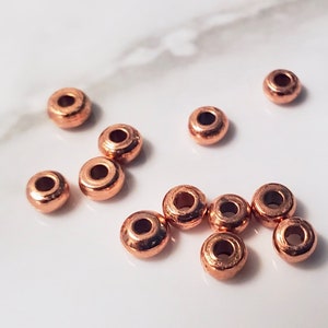 Small Heishi Copper Disk Spacer Beads Smooth Texture 4mm DIY Jewelry Design image 2