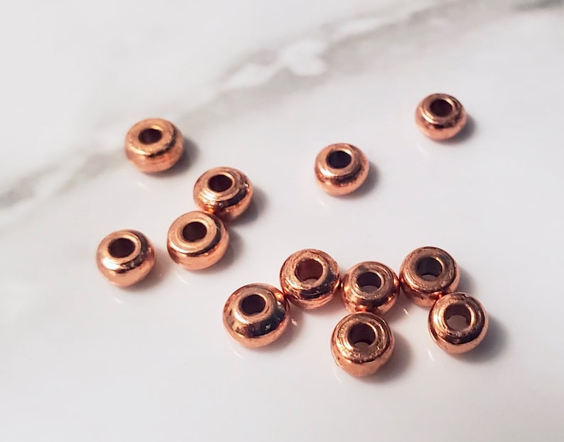 Small Heishi Copper Disk Spacer Beads Smooth Texture 4mm DIY Jewelry Design image 2