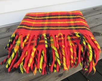 Vintage Red Plaid Tartan Stadium Blanket