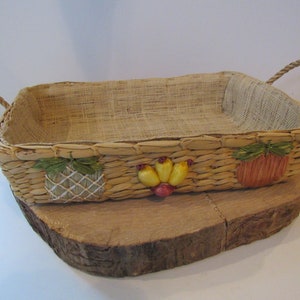 Vintage Fruit Woven Raffia Basket