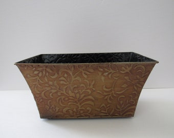 Bronze Colored Rectangle Tin Planter Container