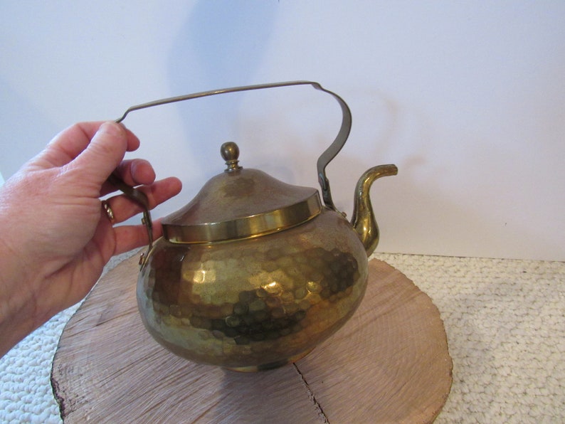 Vintage Hammered Brass Teapot Etsy
