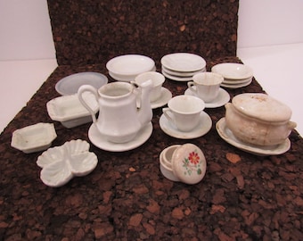 Antique Miniature China Tea Set and Dishes