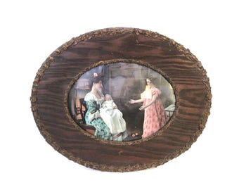 Antique Victorian Oval Women with Children Picture