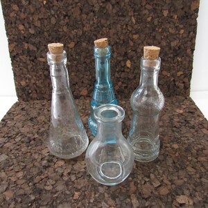 Set of 4 Vintage Miniature Glass Collectible Bottles