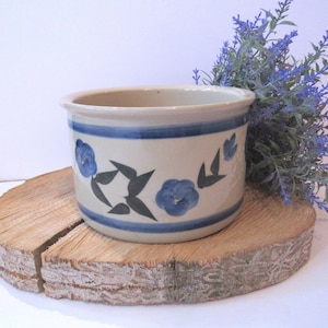 Blue Floral Pottery Crock