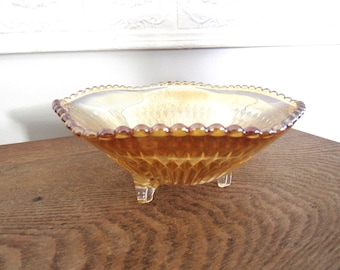 Vintage Antique Marigold Carnival Glass Candy Dish Glassware