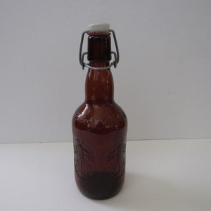 Vintage Grolsch Beer Amber Glass Bottle with Flip Top Swing Cap