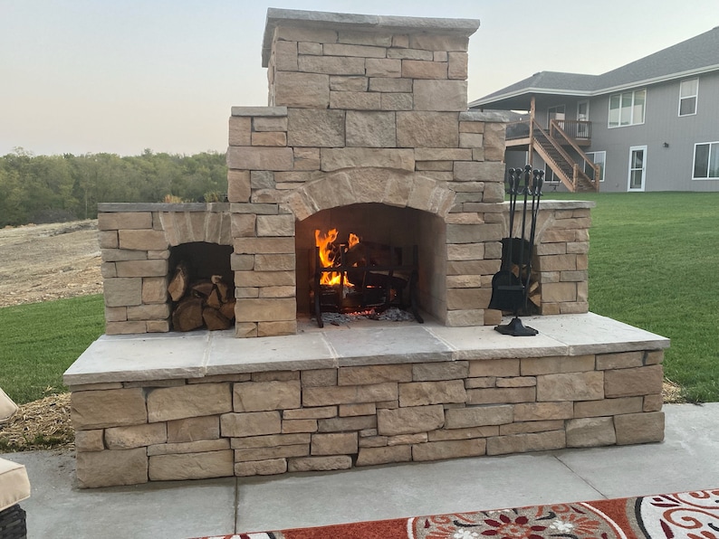 DIY Outdoor Fireplace Construction Plan Winslow Design 46 Etsy